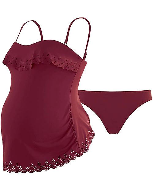 Cache Coeur Costume da Bagno Tankini  Premaman Bloom - Bordeaux Costumi Due Pezzi