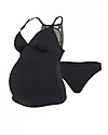 Cache Coeur Costume da Bagno Tankini Premaman Maori - Nero - Ricamo Etnico Costumi Due Pezzi