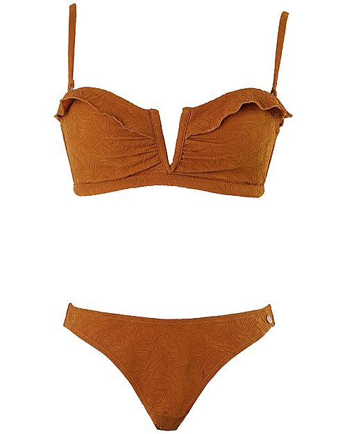 Cache Coeur Costume Due Pezzi per Gravidanza Maldives - Cumino - UPF 50+ UV - Certificato Oeko-Tex Costumi Due Pezzi