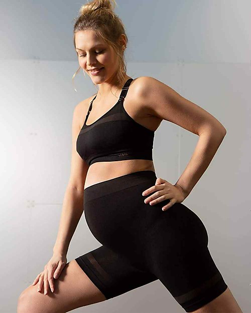 Cache Coeur Leggings Corti Sportivi Premaman Woma - Nero - Tessuto Riciclato! Pantaloni Corti