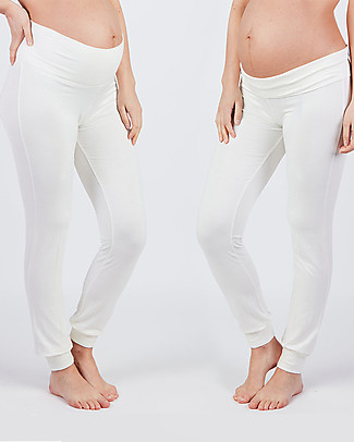 Cache Coeur Pantalone Premaman Sofia - Perla - Morbida Fibra di Bambù Pantaloni Lunghi