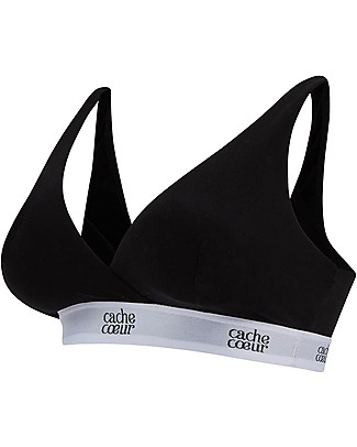 Cache Coeur Reggiseno Gravidanza e Allattamento - Nero - Tencel naturale - Comodo e Traspirante Reggiseni da Allattamento