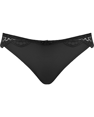Cache Coeur Slip Premaman a Vita Bassa Lollypop - Nero - Con Pizzo e Pompom Slip