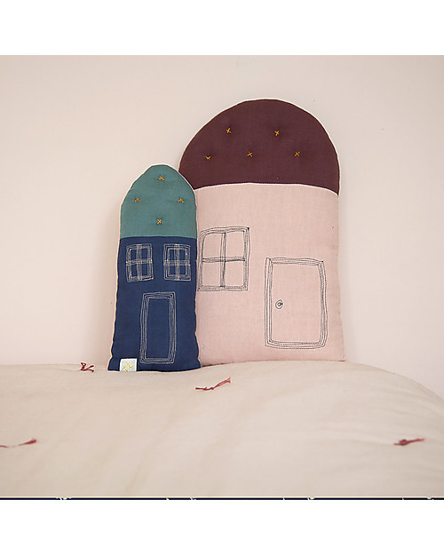 Camomile London Cuscino Small House, Rosa/Vinaccia, 24 x 38 cm - Ottimo come idea regalo! Cuscini Arredo