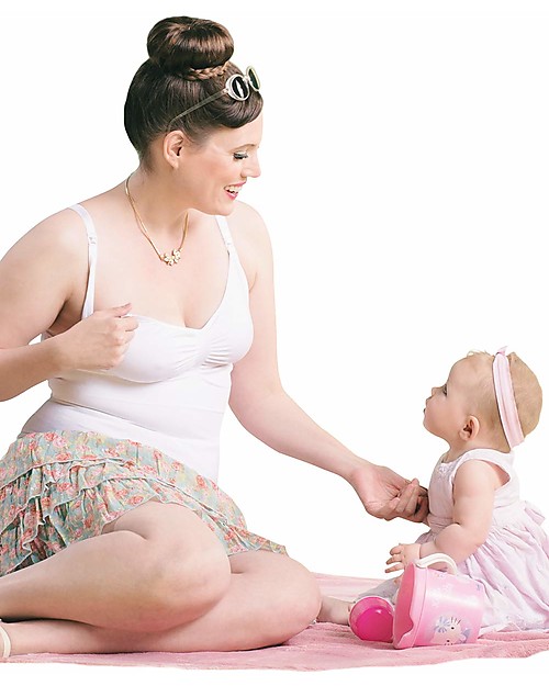 Carriwell Canottiera Modellante da Allattamento Senza Cuciture - Bianca (2 in 1: reggiseno e canotta!) Canottiere