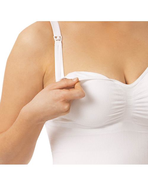 Carriwell Canottiera Modellante da Allattamento Senza Cuciture - Bianca (2 in 1: reggiseno e canotta!) Canottiere