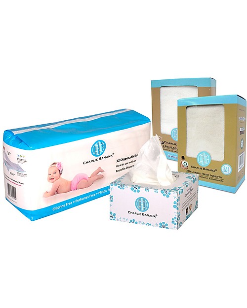 Charlie Banana Inserti in Canapa per Pannolini Lavabili, Pacco da 3 - Taglia Small Pannolini Lavabili