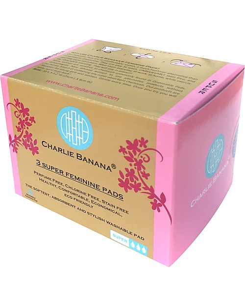 Charlie Banana Pacco da 3 Assorbenti Lavabili Donna Super, Diva Ballerina Assorbenti