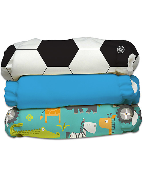 Charlie Banana Set di 3 Pannolini Lavabili Pocket All in One Organico con 6 Inserti in Canapa, Safari - Taglia Unica da 0 a 30 mesi Pannolini Lavabili
