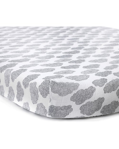 Charlie Crane Coprimaterasso Protettivo 70 x 120 cm per Lettino Evolutivo MUKA, Nuvola - 100% cotone Materassi