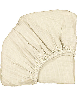 Charlie Crane Lenzuolo con Angoli 68x40, Latte - 100% mussola di cotone - Adatto a Culla KUMI Culle e Ceste