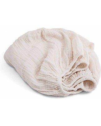 Charlie Crane Lenzuolo con Angoli 68x40, Latte - 100% mussola di cotone - Adatto a Culla KUMI Culle e Ceste
