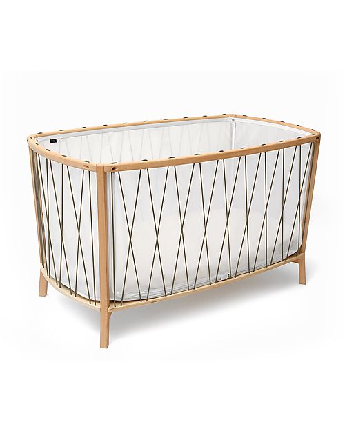 Charlie Crane Lettino Evolutivo KIMI con Retina Trasparente - Lacci Nocciola - Senza Sbarre! Lettini con Sbarre