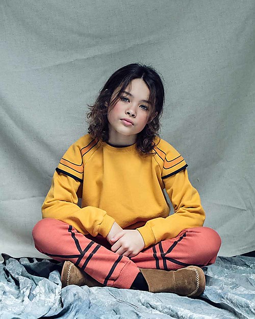 Cherry Papaya Felpa con Doppia Manica, Indiano - 100% cotone bio Felpe