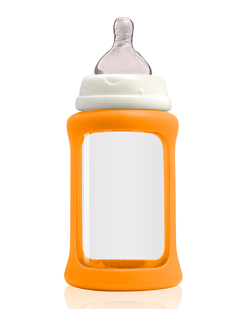 Cherub Baby Biberon Wide Neck in Vetro 240 ml, Cambia Colore, Arancione -  Anti-colica, tettarella 3-6 mesi unisex (bambini)