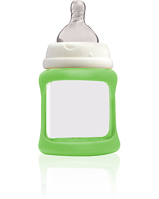Cherub Baby Colour Change Glass Baby Bottle Wide Neck 150 ml, Green – Anti-colic, 0-3 months teat Glass Baby Bottles