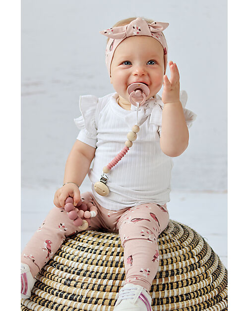 Chewies&more Clip Portaciuccio in Silicone - con Perline - New Rose Catenelle Portaciuccio