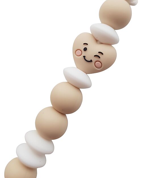 Chewies&more Clip Portaciuccio in Silicone - Massaggiagengive - Beige - Collezione Sweet Heart Catenelle Portaciuccio