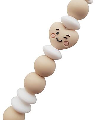 Chewies&more Clip Portaciuccio in Silicone - Massaggiagengive - Beige - Collezione Sweet Heart Catenelle Portaciuccio