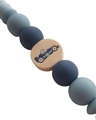 Chewies&more Clip Portaciuccio in Silicone - Massaggiagengive - Blu - Collezione Racecar Catenelle Portaciuccio
