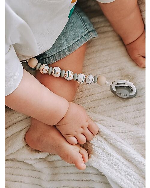 Chewies&more Clip Portaciuccio in Silicone - Massaggiagengive - con Perline - Zoo Catenelle Portaciuccio