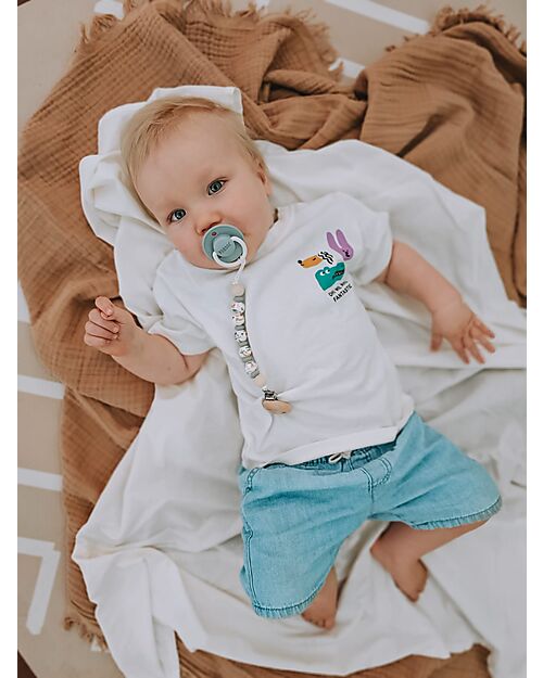 Chewies&more Clip Portaciuccio in Silicone - Massaggiagengive - con Perline - Zoo Catenelle Portaciuccio