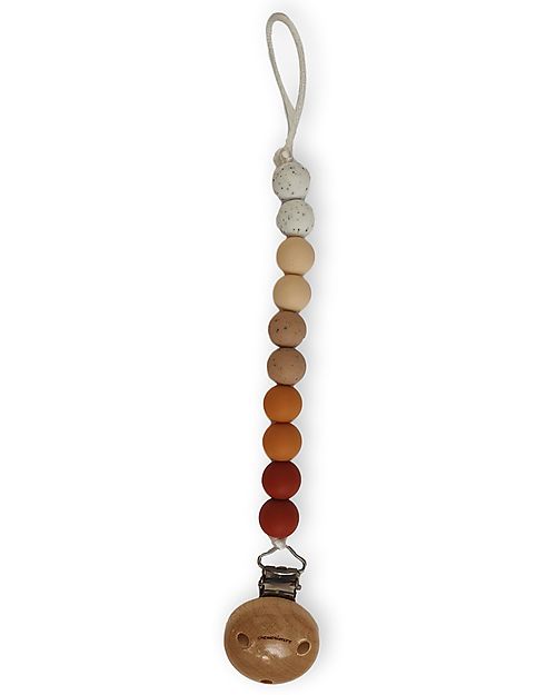 Chewies&more Clip Portaciuccio in Silicone - Massaggiagengive - Leaf - Perline Ombre Clay Catenelle Portaciuccio