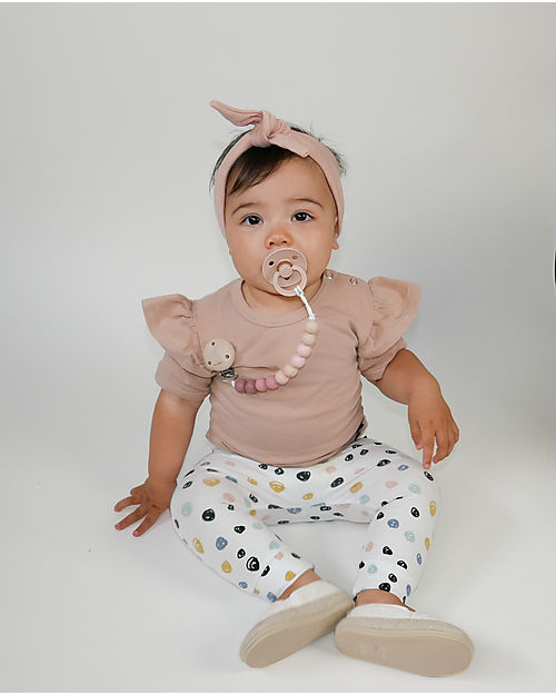 Chewies&more Clip Portaciuccio in Silicone - Massaggiagengive - Leaf - Perline Ombre Rosa Catenelle Portaciuccio