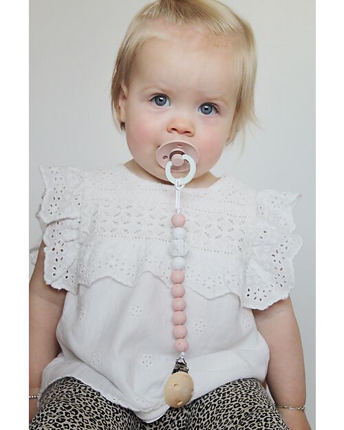 Chewies&more Clip Portaciuccio in Silicone - Massaggiagengive - Rosa Gritt Catenelle Portaciuccio