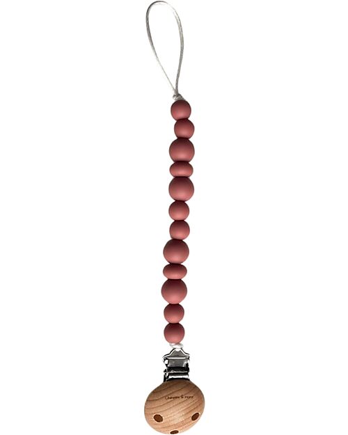 Chewies&more Clip Portaciuccio in Silicone - Massaggiagengive - Terracotta - Collezione Blushing Catenelle Portaciuccio