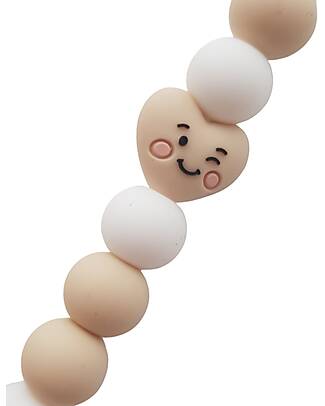 Chewies&more Clip Portaciuccio New Born in Silicone - Massaggiagengive - Beige - Collezione Sweet Heart Catenelle Portaciuccio
