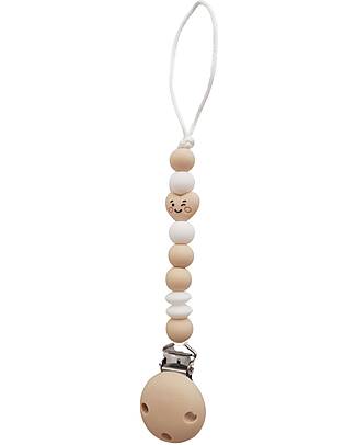 Chewies&more New Born Silicone Pacifier Clip - Teether - Beige - Sweet Heart Collection Pacifier Chains