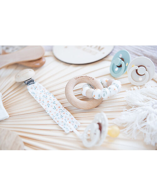 Chewies&more Reggiciuccio Universale - Spring Flower White - 100% Cotone Catenelle Portaciuccio