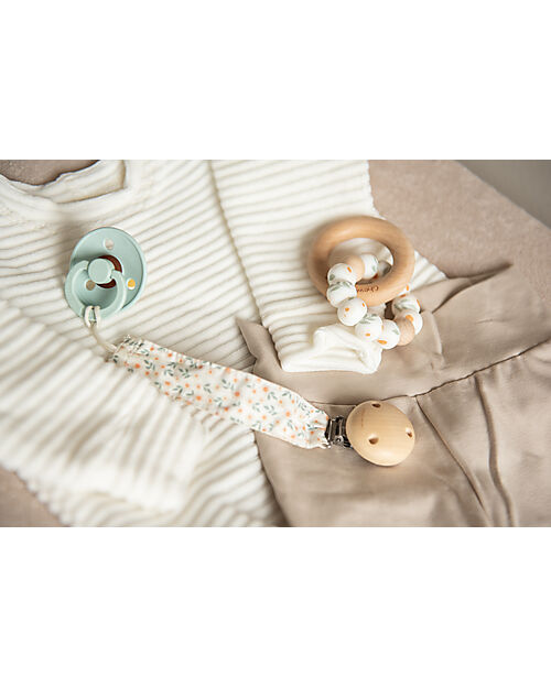 Chewies&more Reggiciuccio Universale - Spring Flower White - 100% Cotone Catenelle Portaciuccio