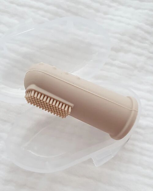 Chewies&more Spazzolino per Neonati - Silicone Alimentare - Beige Spazzolini