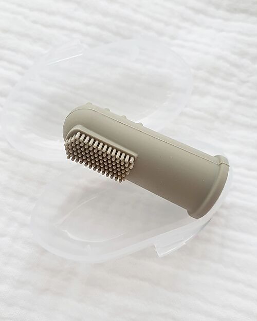 Chewies&more Spazzolino per Neonati - Silicone Alimentare - Verde Salvia Scuro Spazzolini