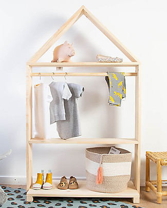 Childhome Appendiabiti a Casetta con 3 Ripiani - Legno Appendiabiti e Grucce