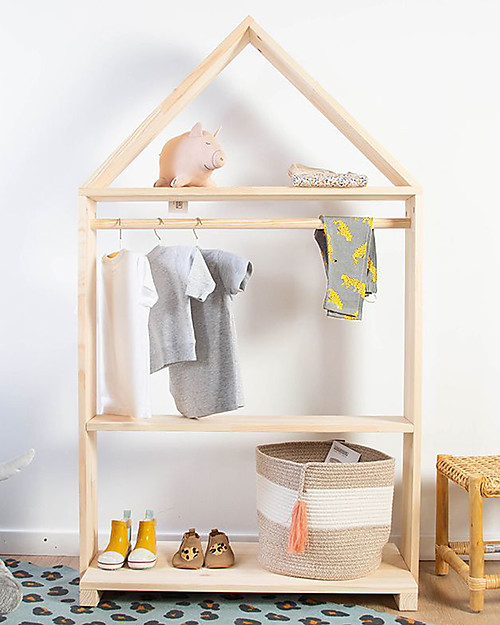 Childhome Appendiabiti a Casetta con 3 Ripiani - Legno Appendiabiti