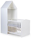 Childhome Arredo Cameretta Completo, Bianco - Armadio Multiuso + Lettino con Sbarre + Cassettiera con Fasciatoio Cassettiere