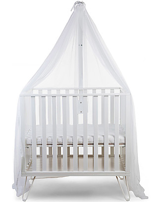 Childhome Asta con Zanzariera in Legno - Bianco Baldacchini_