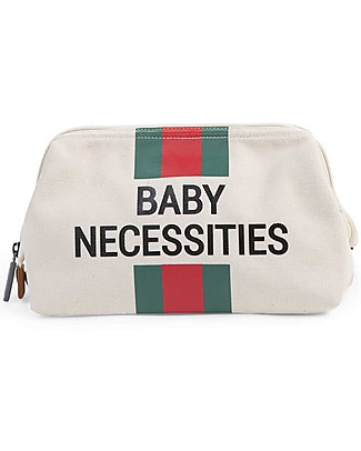 Childhome Baby Necessities Beauty Case - Righe Rosse e Verdi Trousse & Pochette
