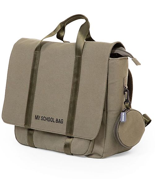 Childhome Borsa Scuola - My School Bag - Canvas Kaki - 39 x 31 x 12 cm - con Copertura Antipioggia Zaini Scuola