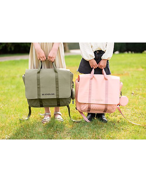 Childhome Borsa Scuola - My School Bag - Canvas Kaki - 39 x 31 x 12 cm - con Copertura Antipioggia Zaini Scuola
