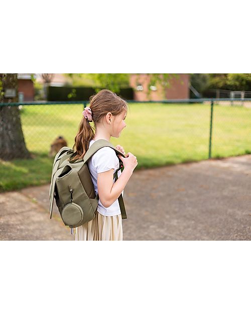 Childhome Borsa Scuola - My School Bag - Canvas Kaki - 39 x 31 x 12 cm - con Copertura Antipioggia Zaini Scuola