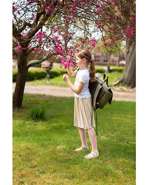 Childhome Borsa Scuola - My School Bag - Canvas Kaki - 39 x 31 x 12 cm - con Copertura Antipioggia Zaini Scuola