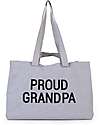 Childhome Borsa Shopper in Canvas Proud Grandpa - 50 x 16 x 34 cm - Grigio - Doppio Manico Borse Shopper
