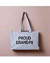 Childhome Borsa Shopper in Canvas Proud Grandpa - 50 x 16 x 34 cm - Grigio - Doppio Manico Borse Shopper