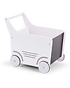 Childhome Carrello Portagiochi in Legno con Lavagna, Bianco - Perfetto per i primi passi! Carrello Primi Passi
