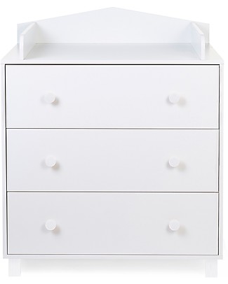 Childhome Cassettiera Cabina da Spiaggia - Bianco - 3 cassetti + fasciatoio Cassettiere