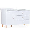 Childhome Cassettiera con Fasciatoio Removibile - Bianco - 3 Cassetti + 1 Anta con Ripiani Cassettiere